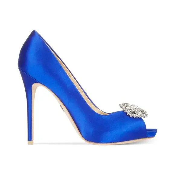 Badgley Mischka Jeannie Blue Peeptoe Pumps 9.5 Excellent